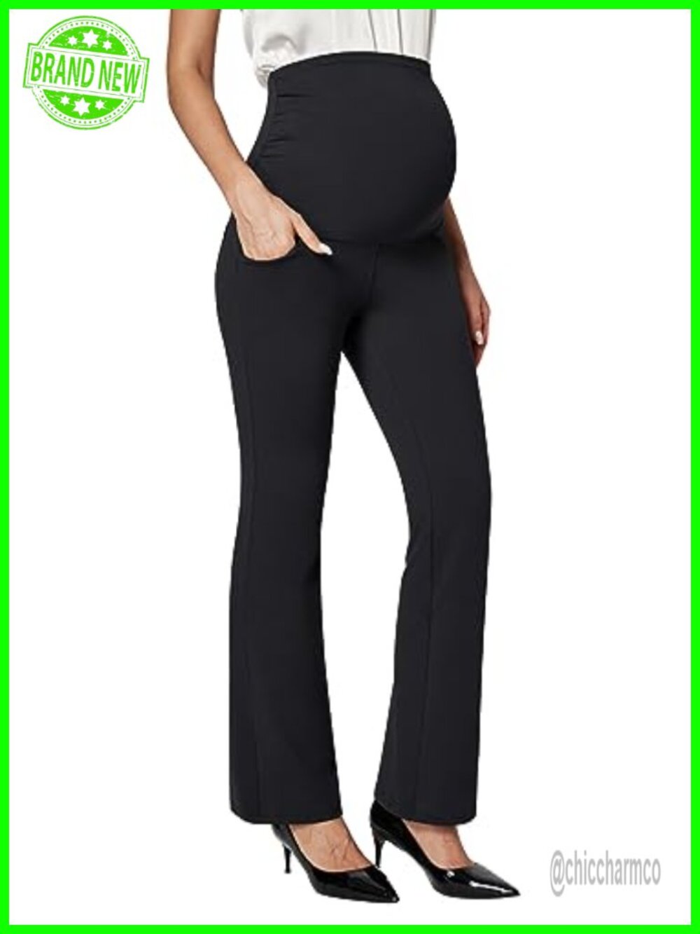 Ewedoos Maternity Pants Over the Belly Pregnancy Work Pants with Pockets